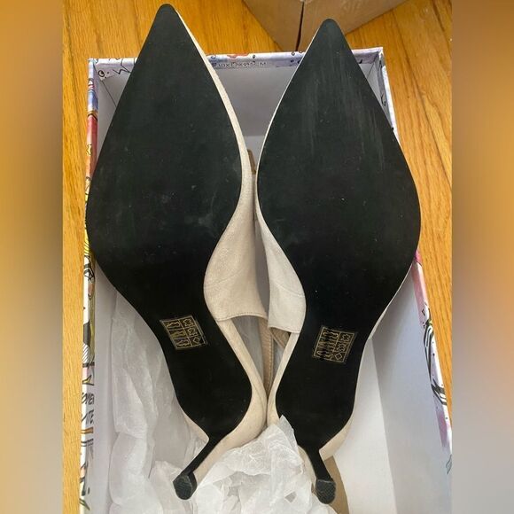 Jeffrey Campbell Kienna beige suede shoes high heels slingbacks Revolve 7.5 - Picture 9 of 11
